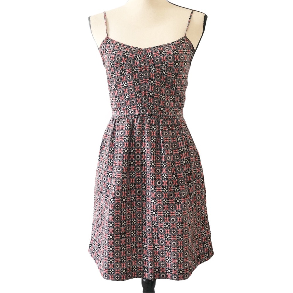 J. Crew Factory Seaside printed cami dress coral 2 EUC